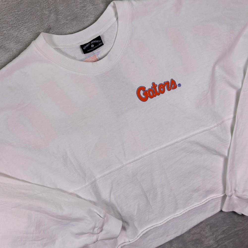 NWT Spirit Jersey Florida‎ Gators Cropped White XXL Raw Hem Long Sleeve Shirt